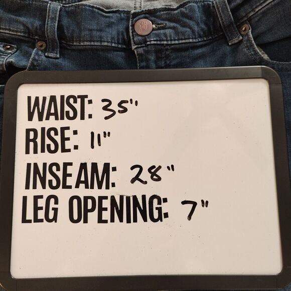 Mugsy Denim Jeans 35x28 PMT Clutch Straight Leg Blue Medium Wash Denim Stretch - Picture 6 of 6